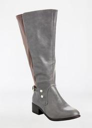 Mix Media Faux Leather Boot - Extra Wide Width - Wide CalfWide Width - Wide Calf