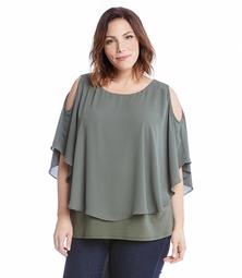 Plus Size Cold Shoulder Layered Top