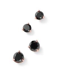 Black Diamond Stud Earrings in 14K Rose Gold, 0.50 - 1.0 ct. t.w. - 100% Exclusive