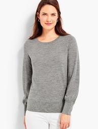 Button-Cuff Merino Wool Sweater