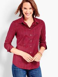 Classic Button-Front Wrinkle-Resistance Shirt - Shimmering Plaid