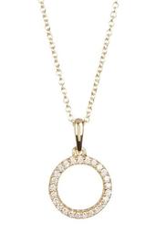 18K Yellow Gold Pave Diamond Open Circle Pendant Necklace - 0.10 ctw