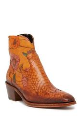 Square Toe Snake Printed Leather Texan Bootie
