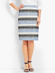 Lace Stripe Pencil Skirt