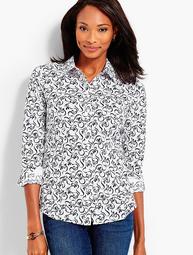Classic Button-Front Shirt - Swirly Bows