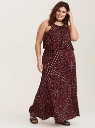 Burgundy Paisley Jersey Maxi Dress (Short Inseam Now Available)