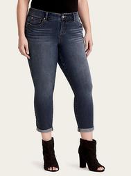 Premium Ultimate Stretch Cropped Skinny Jeans - Dark Wash with Whiskering