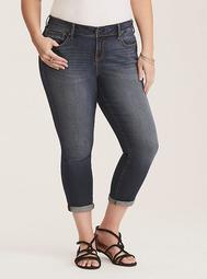 Premium Stretch Cropped Skinny Jeans - Medium Wash