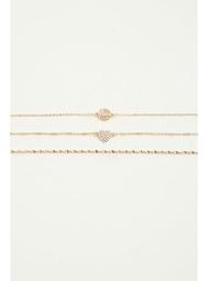 Gold Plated Heart & Chain Anklets - Set of 3