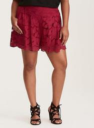 Red Floral Lace Short