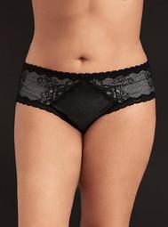 Mesh & Lace Inset Ruched Back Hipster Panty