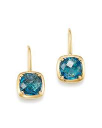 Blue Topaz Square Drop Earrings in 14K Yellow Gold - 100% Exclusive