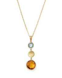 Citrine & Blue Topaz Round Pendant Necklace in 14K Yellow Gold, 18" - 100% Exclusive