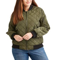 Women's Plus Size Quilted Bomber Jacket