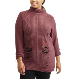 Willow and Wind Junior Plus Destructed Cable Sweater