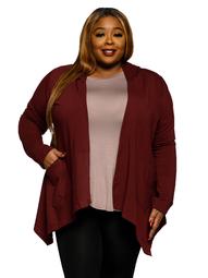 Xehar Women's Plus Size Lightweight Hoodie Hi-Lo Front Cardigan Sweater