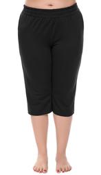 Elecmall Plus Size Women Elastic Waist Solid Slim Athletic Capri Pants Elec