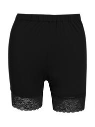 Women Plus Size High Waisted Lace Trim Stretch Slip Shorts Safety Short Pants