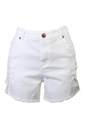 City Chic Plus Size White Wash Ripped Denim Shorts 14