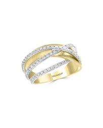 Diamond Crossover Ring in 14K White & Yellow Gold, 0.45 ct. t.w. - 100% Exclusive