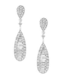 Diamond Baguette Teardrop Earrings in 14K White Gold, 0.60 ct. t.w. - 100% Exclusive