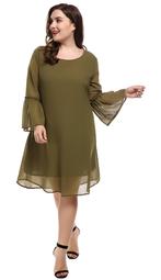 Women's Flare Sleeve Casual Loose Chiffon A-Line Dress Plus Size WLT
