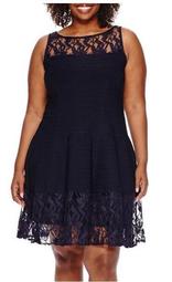 Julian Taylor Women's Plus Size Sleeveless Lace Fit and Flare Dress - Cocktail Dress