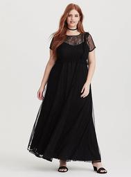 Runway Collection - Black Lace & Mesh Maxi Dress (Short Inseam Now Available)