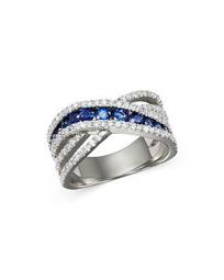 Sapphire & Diamond Crossover Ring in 14K White Gold - 100% Exclusive