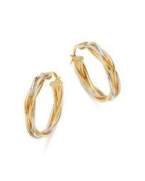 Double Braided Oval Hoop Earrings in 14K White & Yellow Gold -  100% Exclusive