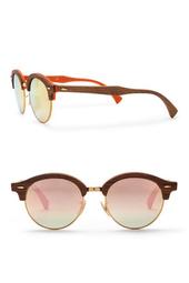 Phantos Club 48mm Round Wood Sunglasses