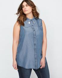 L&L Sleeveless Fashion Tencel Blouse With Frilled Back