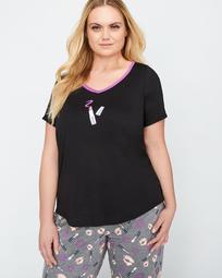 Short Sleeve Pajama Top with Print - Déesse Collection