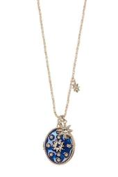 Crystal Blue Starburst Locket Pendant Necklace