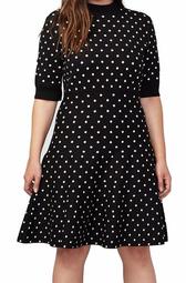Rachel Rachel Roy NEW Black Womens Size 3X Plus Polka-Dot Sweater Dress