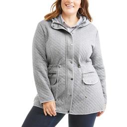 Women's Plus-Size Quilted Fleece Jacket
