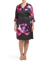 Made In USA Plus Flower Wrap Dress