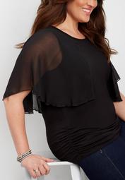 plus size cinched cap sleeve tee