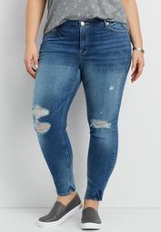 plus size skinny ankle jeans with destruction