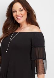 plus size off the shoulder ruffle sleeve blouse