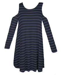 Extra Touch Women's Plus Navy Stripe Swing Dress