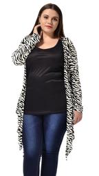 Women's Plus Size Zebra Prints Casual Drape Cardigan Black (Size 3X)