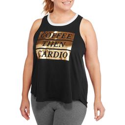 F.I.T. Women's Plus Coffee Then Cardio Hi-Low Workout Tank