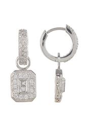 18K White Gold Pave Diamond Huggie Hoop Earrings with Dangling Charms - 0.57 ctw