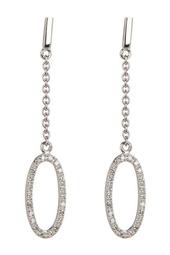 14K White Gold Diamond Oval Chain Drop Earrings - 0.22 ctw