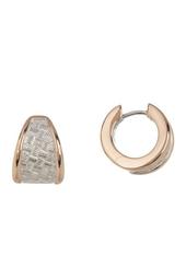 Sterling Silver & Rose Gold Etched 17mm Huggie Earrings