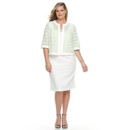 Plus Size Maya Brooke Embellished Sheath Dress & Striped Jacket Set