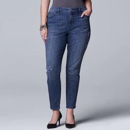 Plus Size Simply Vera Vera Wang Embroidered Skinny Jeans