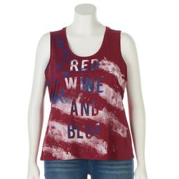 Plus Size Rock & Republic "Red Wine and Blue" Crochet Bank Tank