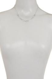 Rhodium Plated CZ Oval Link Necklace